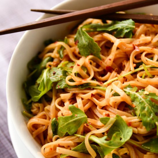 Simple Sesame + Spice Rice Noodles