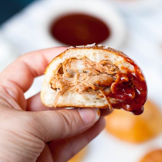 Pulled Pork Stuffed Pretzel Rolls