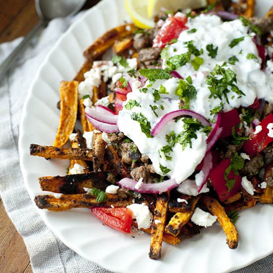 Loaded Greek Sweet Potato Fries