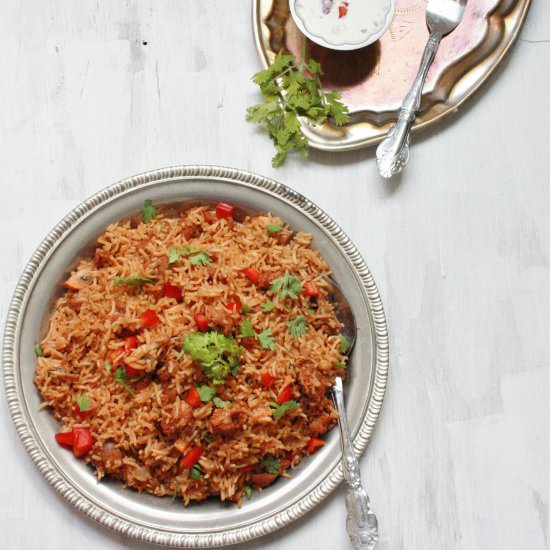Chorizo & mushroom rice