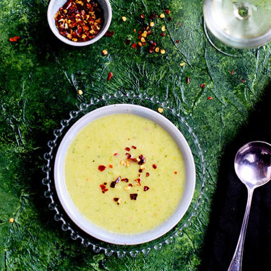 Puréed Coconut Squash Leek Soup