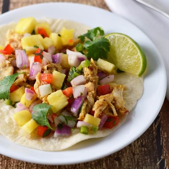 Mango chili chicken tacos