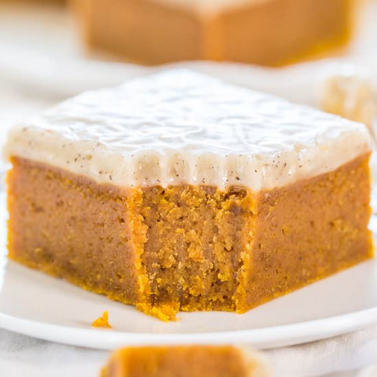 Fudgy Pumpkin Bars w/ Vanilla Glaze