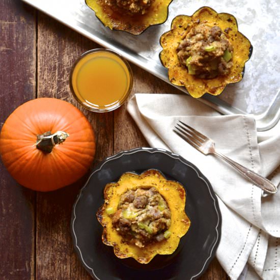 Stuffing Filled Acorn Squash