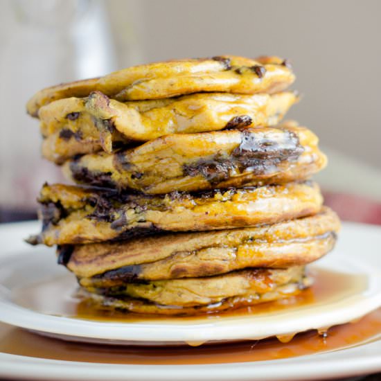 PB Chocolate Chip Pumpkin Pancakes