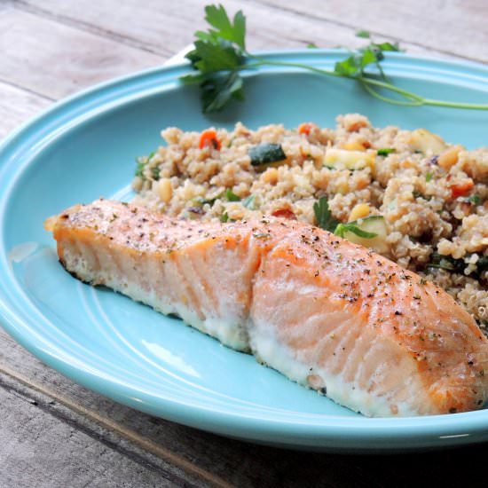 Baked Salmon & Balsamic Quinoa