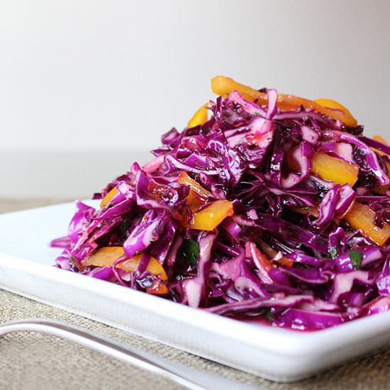 Purple Cabbage Yellow Pepper Slaw
