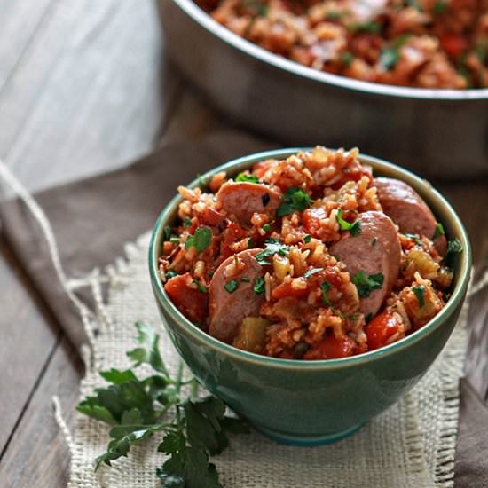 One Pan Smoked Sausage Jambalaya
