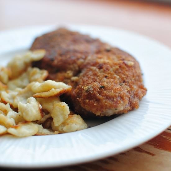 Pork Schnitzel with Spaetzle