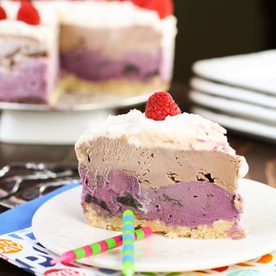Raspberry Chocolate Ice Cream Cake