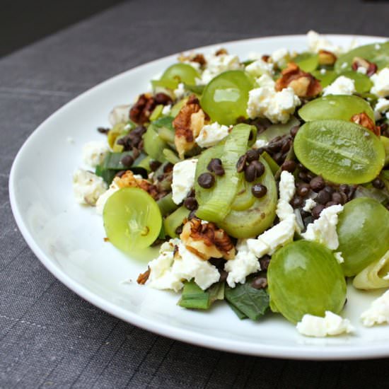 Lentil Leek Salad with Grapes