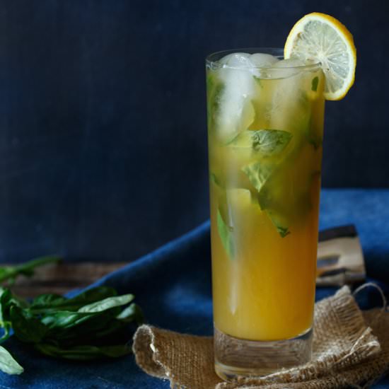 Peach Basil Arnold Palmer Cocktail