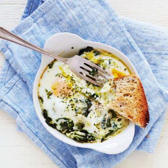 Baked Eggs with Ricotta & Thyme