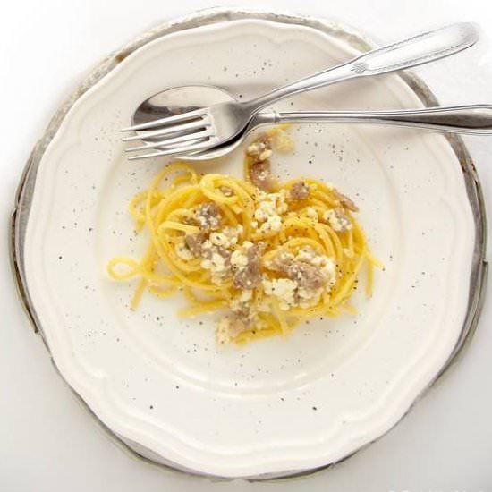 Chitarra con salsiccia e ricotta