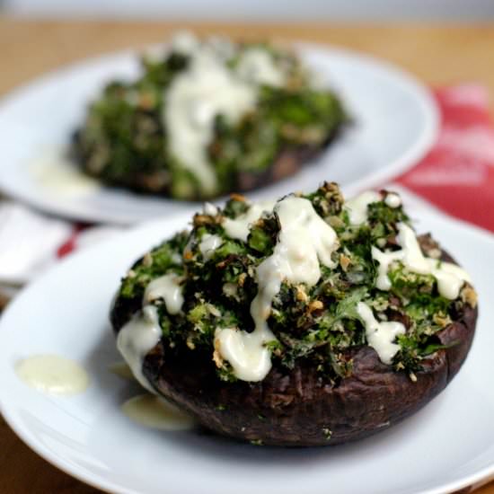 Broccoli-stuffed portobellos