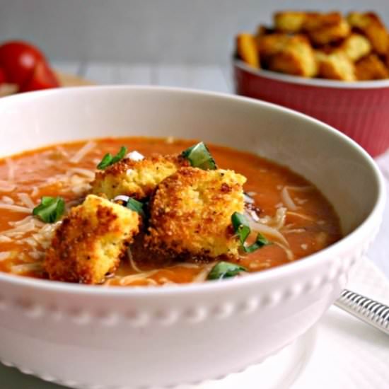 Tomato Soup with Parmesan Croutons