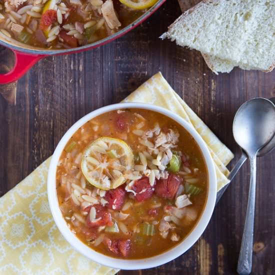 One pot chicken orzo soup