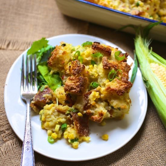 Corn, Scallion and Cheddar Strata