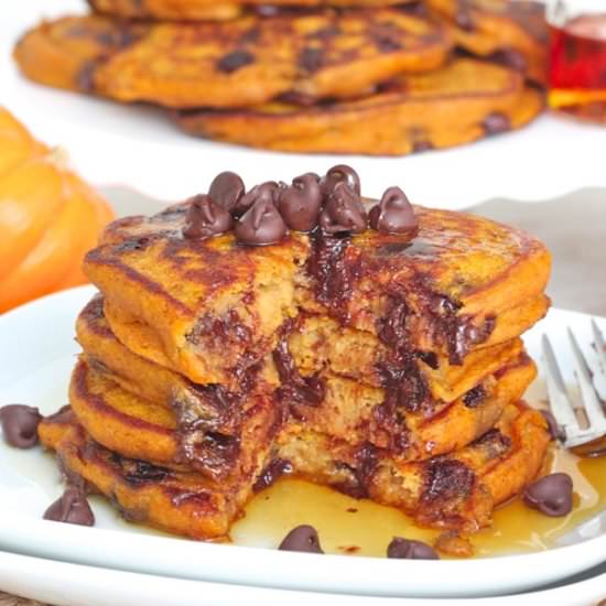 Pumpkin Chocolate Chip Pancakes