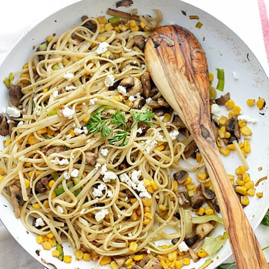 Leek and Mushroom Fettuccine