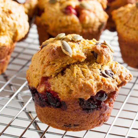 Pumpkin Muffins with Cranberries