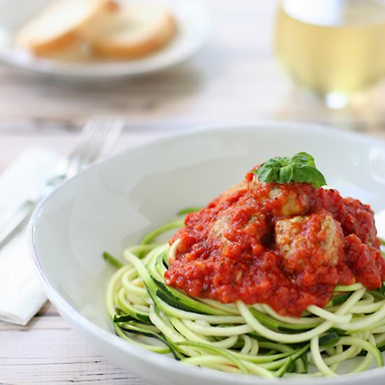 Zucchini Pasta and Turkey Meatballs