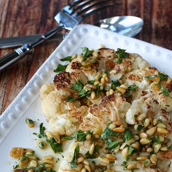 Cauliflower Steaks & Pine Nuts