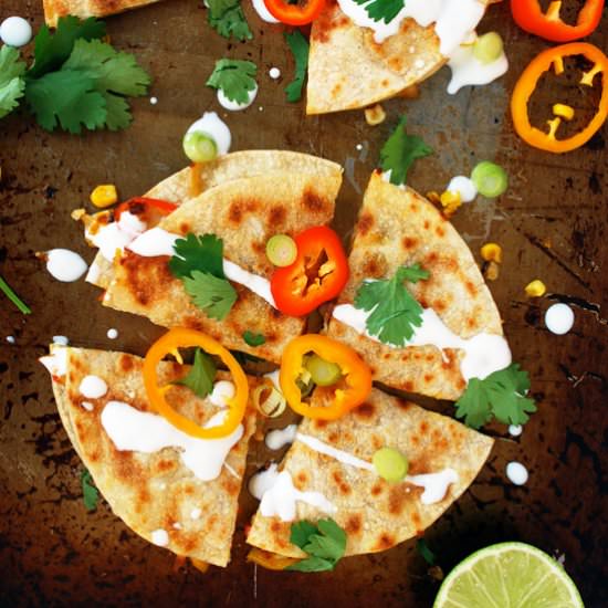 Corn and Sweet Pepper Quesadillas