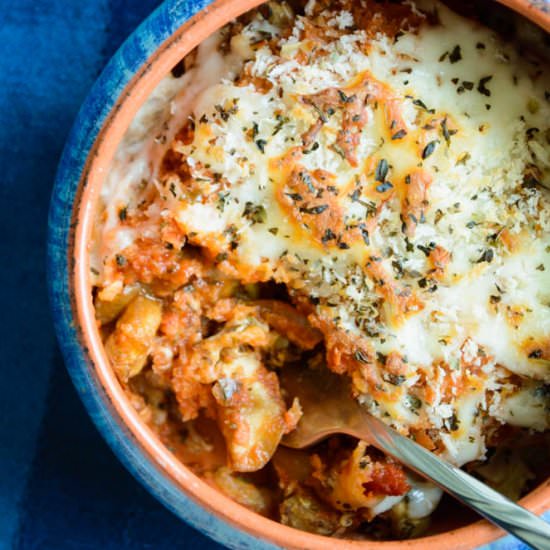 Deep Dish Eggplant Parmesan For One