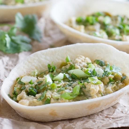 Mashed Chickpea & Green Chile Bowls