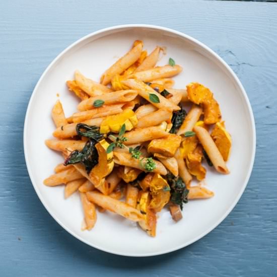 DELICATA SQUASH & CHARD PENNE PASTA