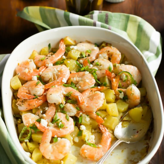 Baked Potato with Lemon Shrimp