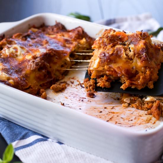 Chicken Pumpkin and Ricotta Lasagna