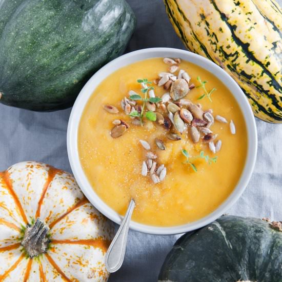 Pumpkin soup with red lentils