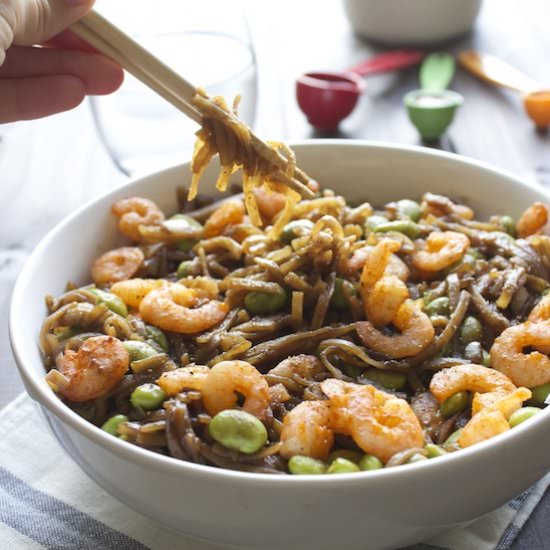 Asian Noodles with Sriracha Shrimp