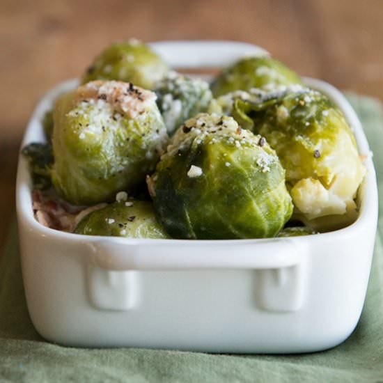 Cheesy Bacon Brussels Sprouts