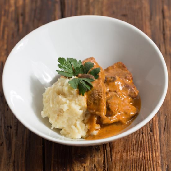 Beef Stroganoff w. Celery Root Mash