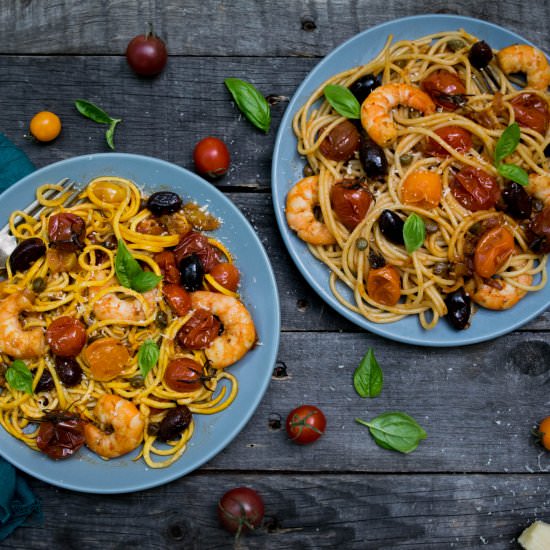 White Wine Puttanesca with Shrimp
