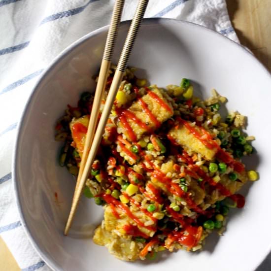 Fried Rice with Crispy Tofu