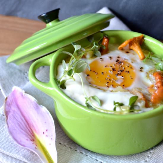 Baked Eggs with Chanterelles