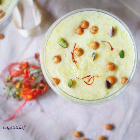 Zaffrani Kheer/Saffron Rice Pudding