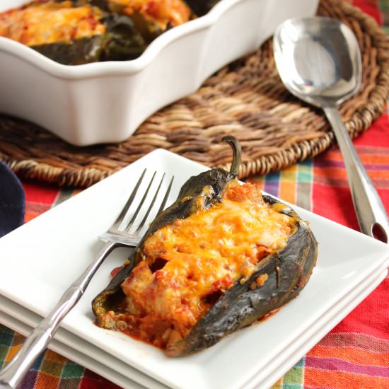 Andouille and Quinoa Stuffed Poblano