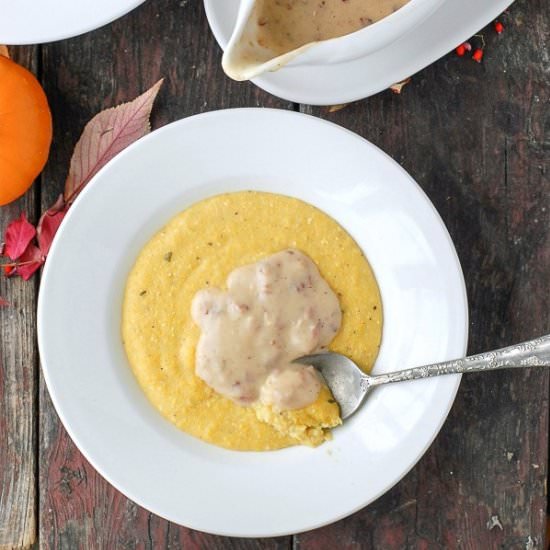 Pumpkin Polenta & Bacon-Maple Gravy
