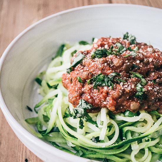 Zucchini Spaghetti w/Lentil
