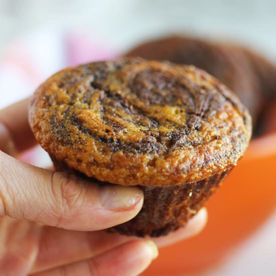 Nutella Swirl Pumpkin Muffins