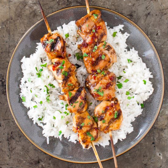 Sambal Grilled Chicken Skewers