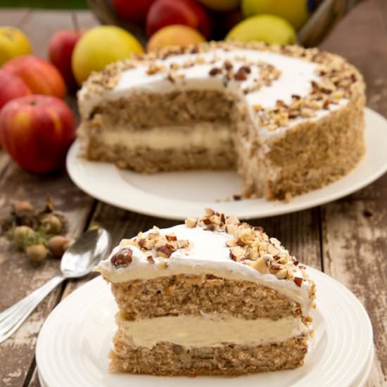 Cake with Grated Apple and Hazelnut