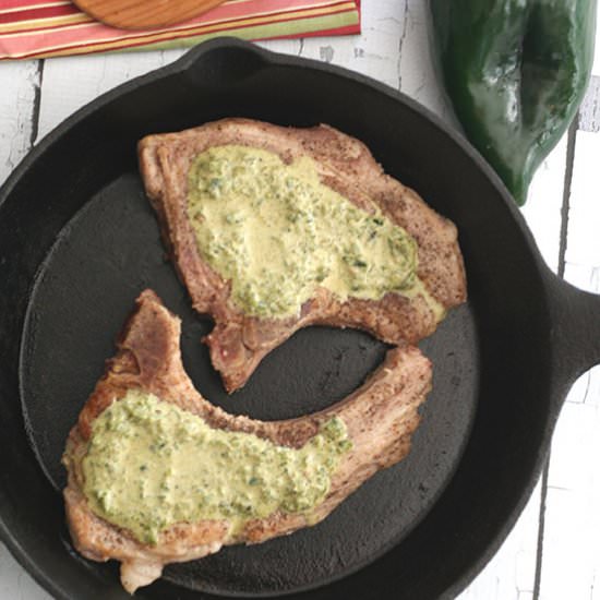 Pork Chops Roasted Poblano Sauce