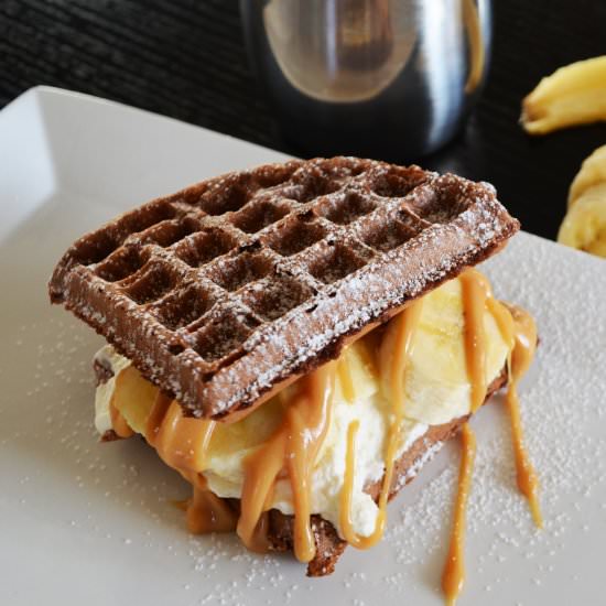 Chocolate Waffle Sandwich with Whip