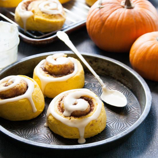 Pumpkin Cinnamon Roll Scones